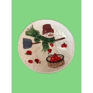 Hallmark Mitford Snowman Ceramic Decorative Plate 9.5" Vintage Christmas Holiday